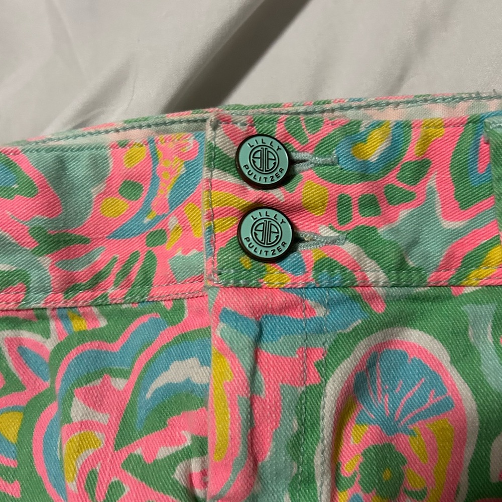 Lilly Pulitzer Womens Worth Skinny Mini Jeans Size 4 Pink Green Floral Paisley - Picture 10 of 12